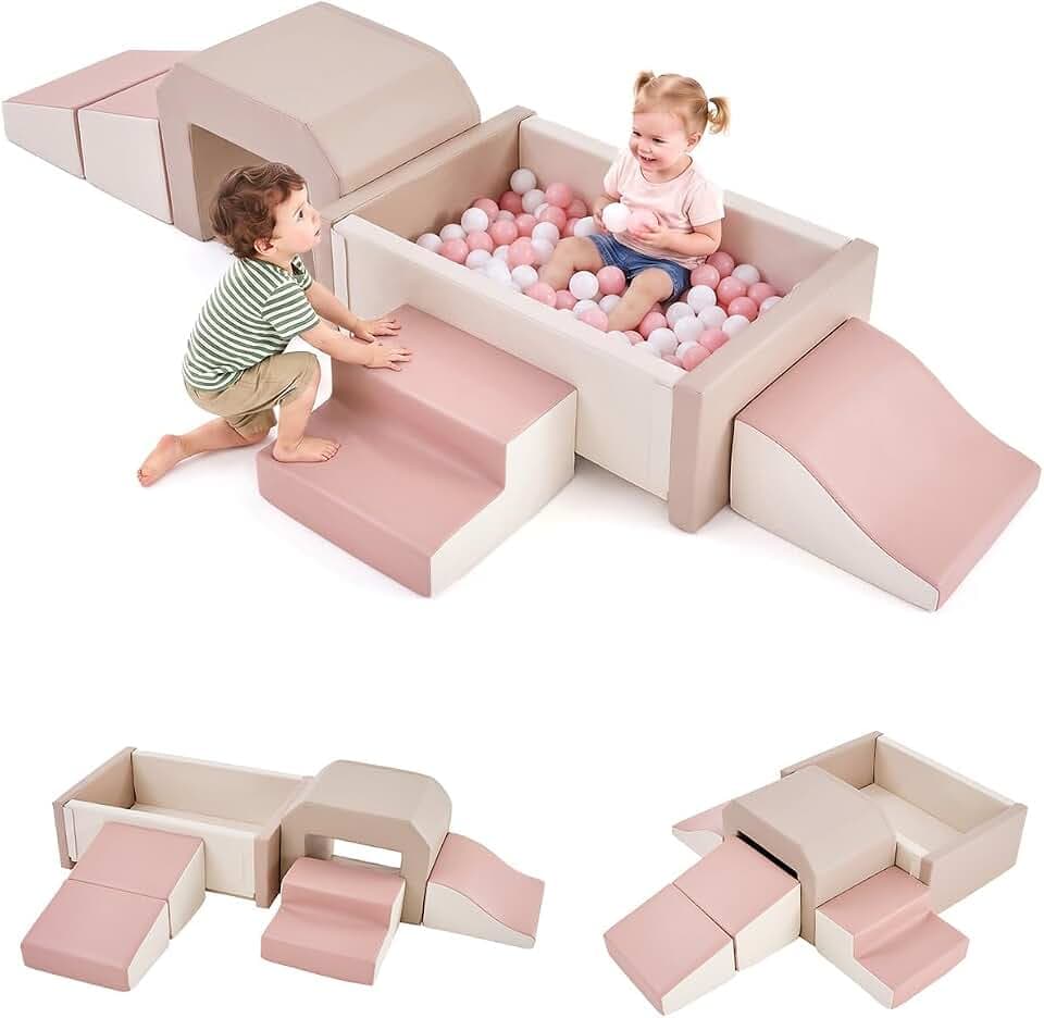JungleDove Baby Foam Climbing Blocks with Ball Pit for Toddler