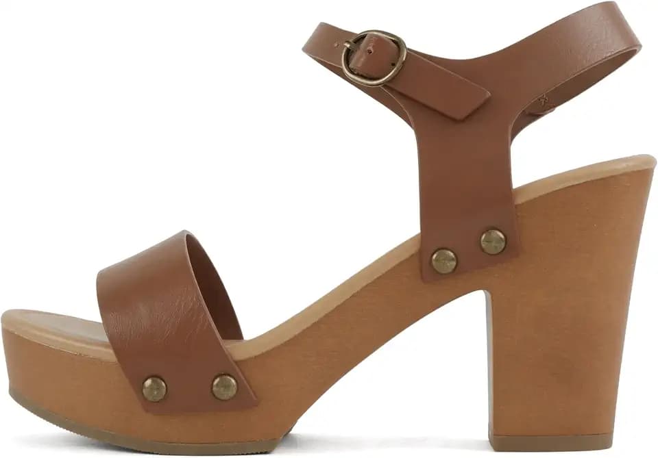 Soda CHIVAS ~ Women's Bold Buckles Studded Wedge Sandal
