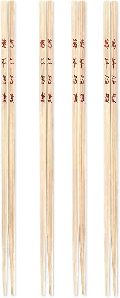 Ken Hom Bambusstäbchen, 26 cm, Exzellenz, Wiederverwendbare Essstäbchen für die chinesische/asiatische Küche, Enthält 4 Sätze Essstäbchen, Nicht spülmaschinenfest