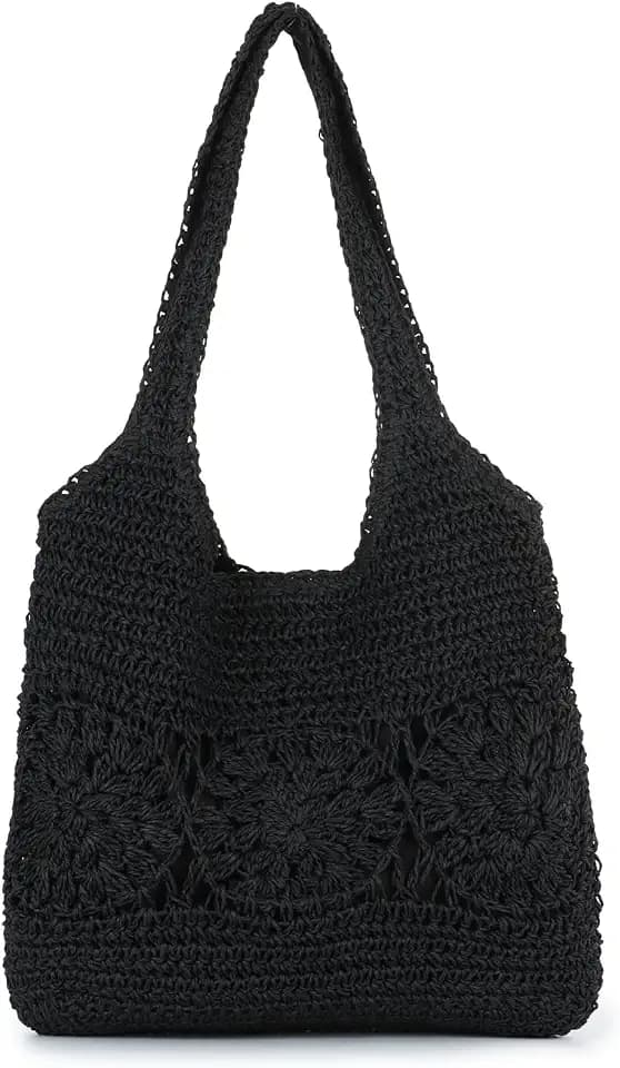 KUANG! Straw Shoulder Bags for Women Summer Beach Tote Bag Straw Woven Vacation Hangbag Purse