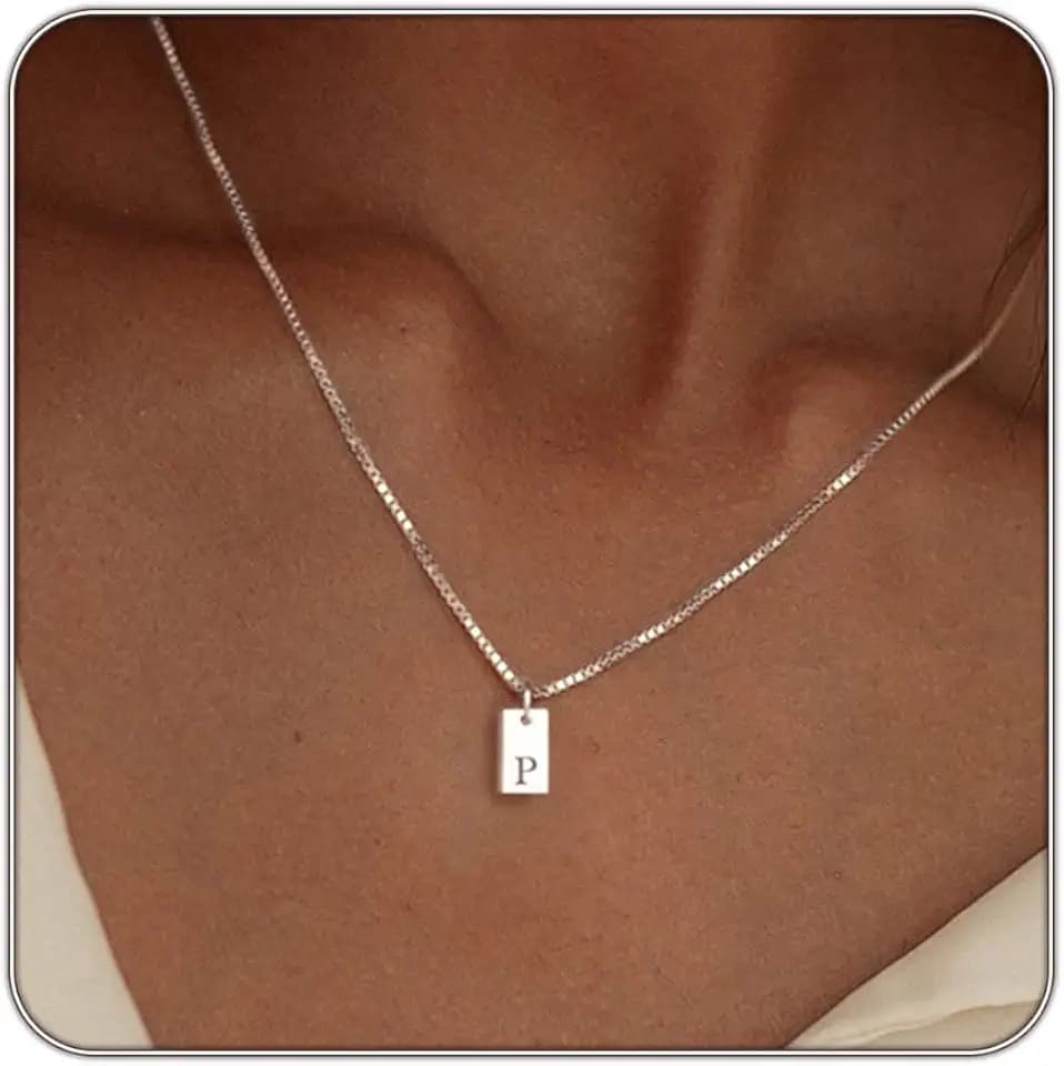 Initial Necklaces for Women Silver Plated Letter Necklace Dainty Waterproof Pendant Necklace Personalized Gifts Trendy Silver Jewelry