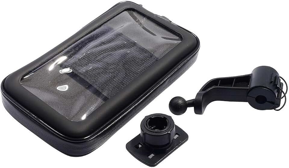 LAMPA 91571 Handyhalterung | Rohrdurchmesser Ø 9-14 mm, Spiegel- oder Windschutzscheibenbefestigung, Sicherheitskabel, Touchscreen bedienbar
