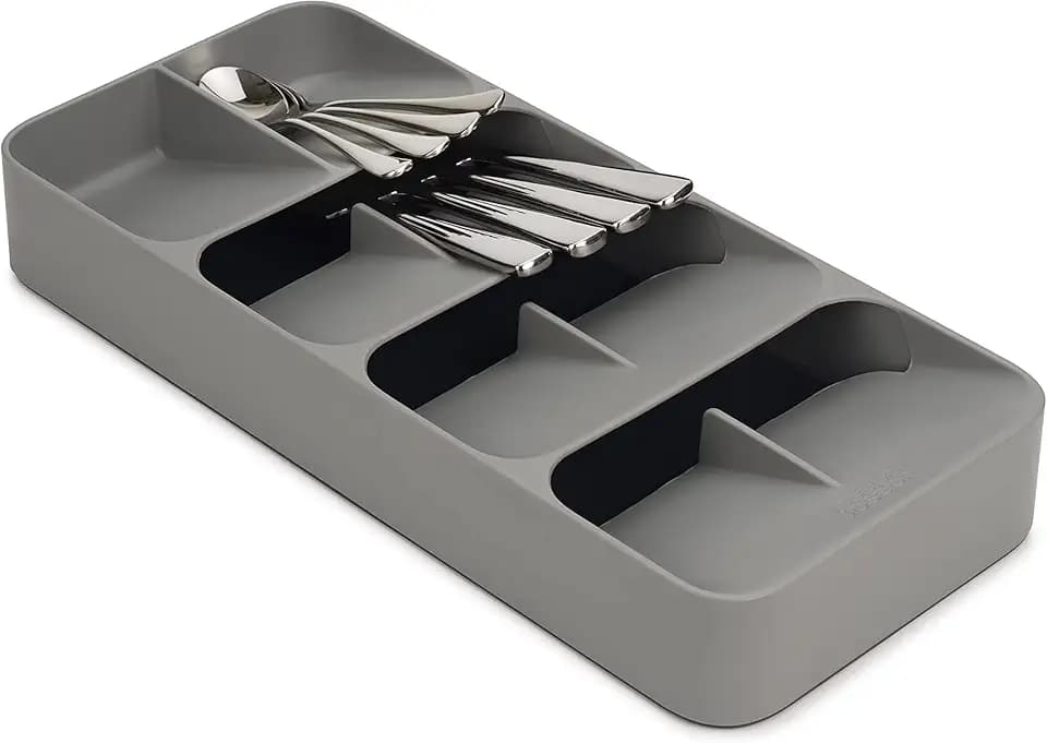 Joseph Joseph Drawer Store – Großer, kompakter Besteckschubladen-Organizer, 8 Fächer, für 48 Teile – Grau