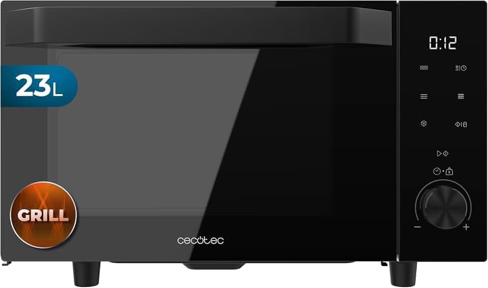 Cecotec Mikrowelle ohne Drehteller Proclean 6140 Door, 23L Fassungsvermögen | 1000W + 800W, Flatbed - Design, Grill - Funktion, Abtau - Funktion, Bis 95 Minuten Garzeitauswahl, mit Erhöhter Flexibilität