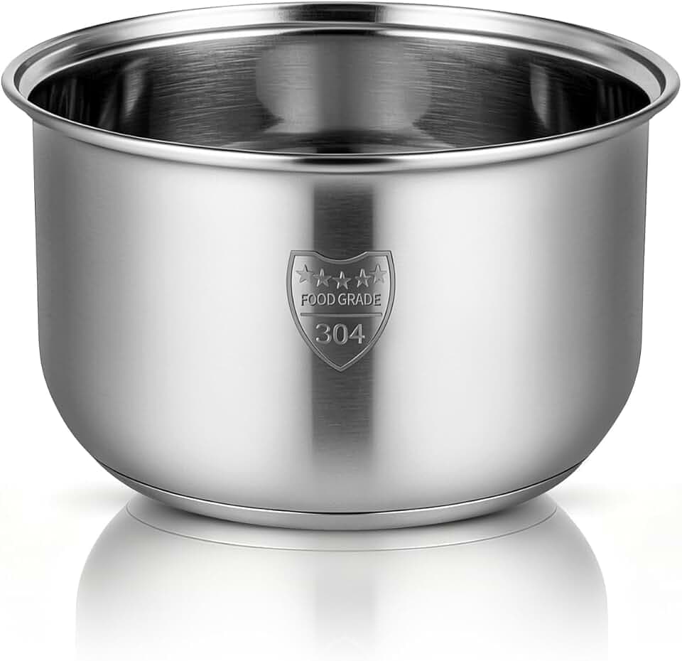 Amosfun Edelstahl Reiskocher Innentopf 2L Universal Ersatztopf FüR Elektrische Reiskocher Zum Kochen DäMpfen Und Brei Zubereiten