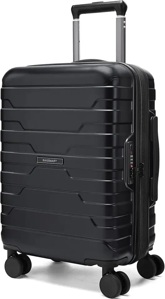 BAGSMART Carry-On Luggage 20" Expandable Spinner 22x14x9,Black