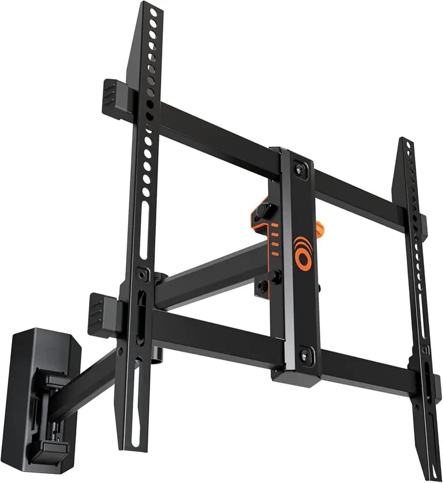 ECHOGEAR SwiftStud Swivel Full Motion TV Wall Mount for TVs Up to 60" - Smooth Extention, Tilt - Wall Template for Easy Install On 1 Stud - Level & Hide Cables After Install