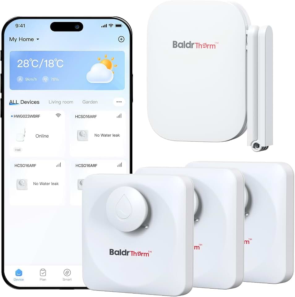 WiFi Water Leak Detector, Hub & Water Leak Sensor 3 Pack, Wireless Siren Alarm & Email & APP Push Notification, Floating Remote Water Leakage Sensors for Basement, Kitchen, Sink, Bathroom, Laundry