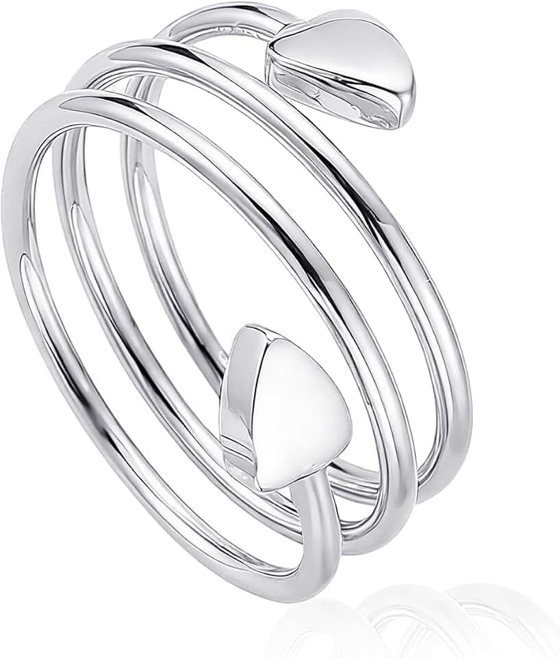 Magnetring Silber, Damen Herz/Blume Vital Ring mit Magnetkraft