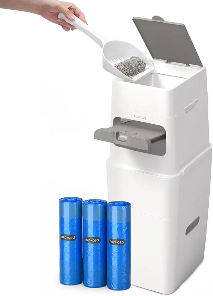 Neakasa 2XL Cat Litter Trash Can for Multi-Cat Homes (White)