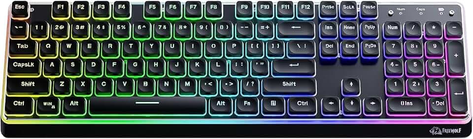 Free wolf M104 Full Size Wireless Gaming Keyboard Tri-Mode - Black