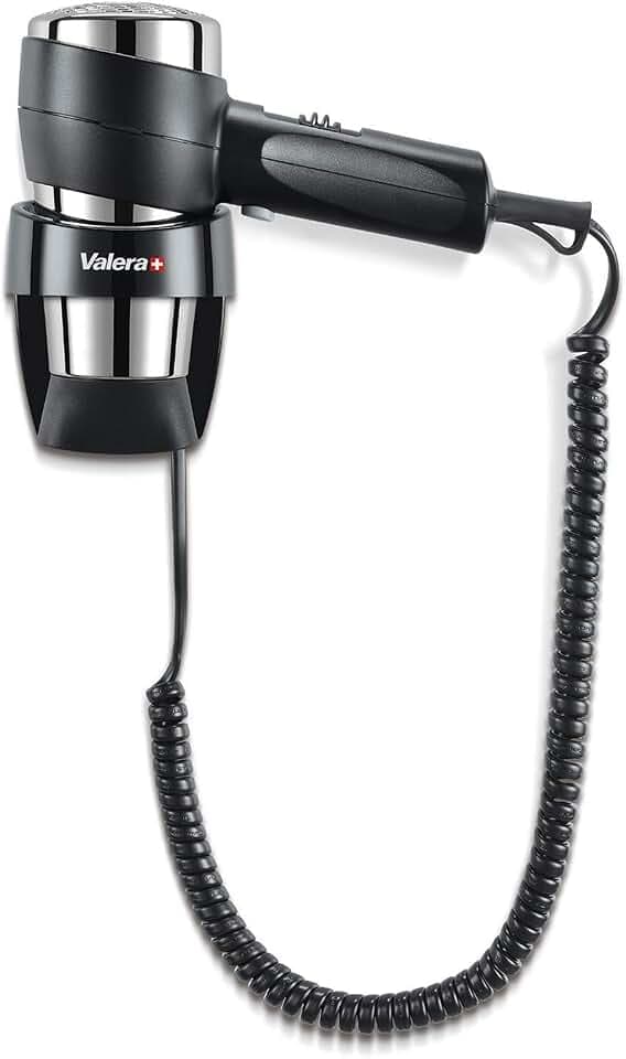 Valera Action Super Plus 1200 Haartrockner mit Wandhalterung, 1200 Watt, Farbe Schwarz/Chrom