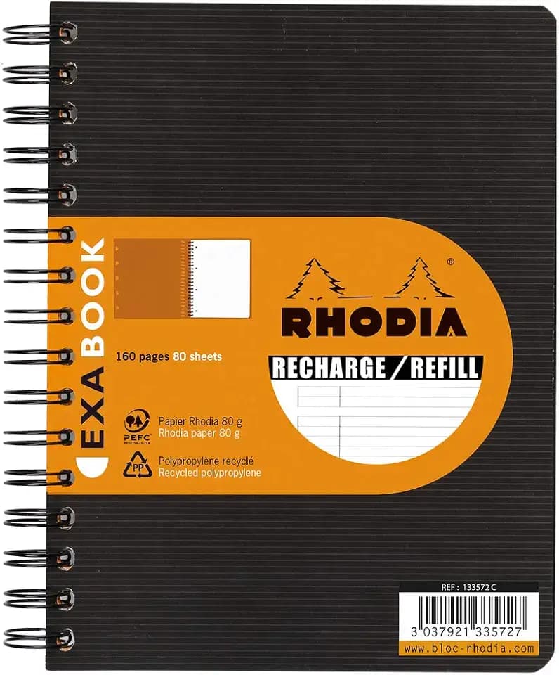 Rhodia 133576C Spiralblock NotePad A5 80 Blatt liniert Schwarz