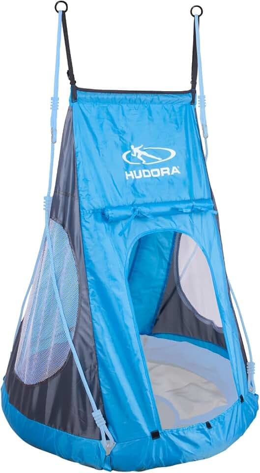 HUDORA Zeltbezug Cosy Castle - Zeltüberzug für HUDORA Nestschaukel 90 & 110/120 in blau/Lemon - Polyester-Schaukelzelt für Innen- & Außenbereiche - Schaukelüberdachung für Kinder & Erwachsene