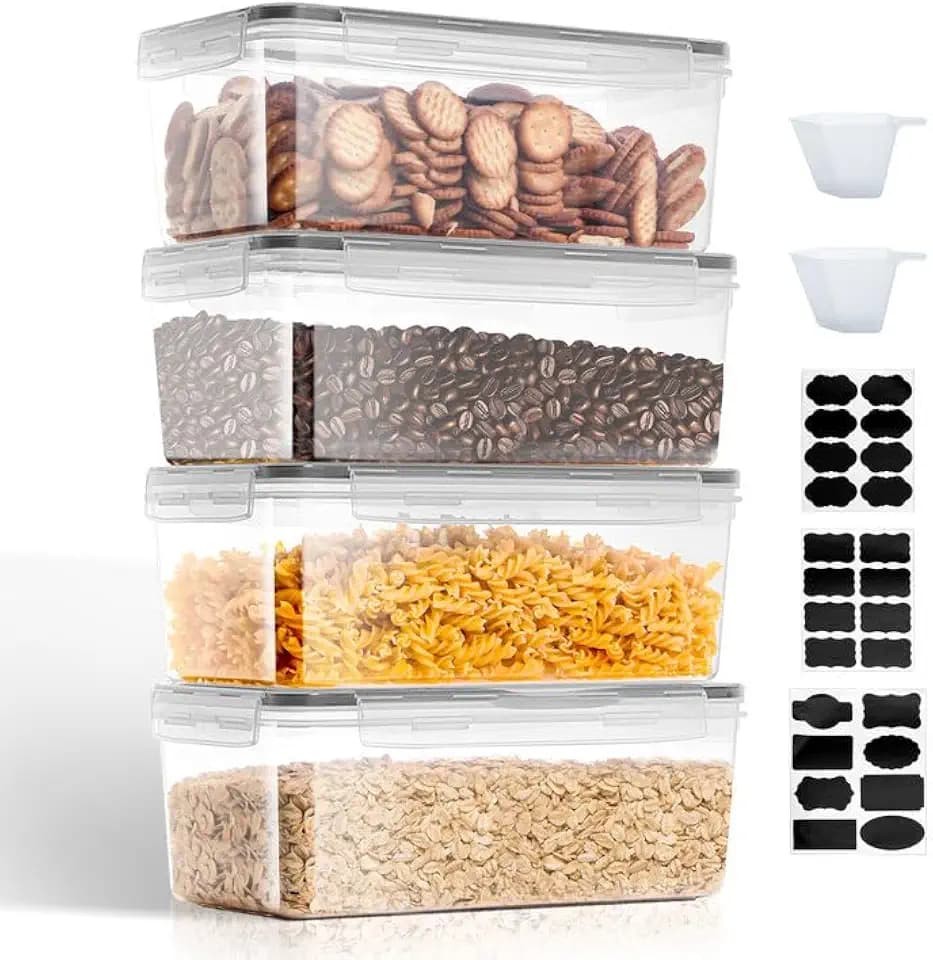 VINATO Vorratsdosen mit Deckel Luftdicht 3.2L 4er Set BPA-frei für Müsli Cornflakes Mehl Aufbewahrung Küchen Organizer mit Etiketten