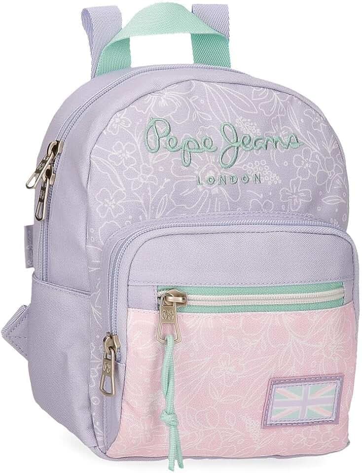 Pepe Jeans Renata School Backpack Kinderrucksack aus Polyester, breite und verstellbare Träger, die sich anpassen, Vordertasche. Von Joumma Bags