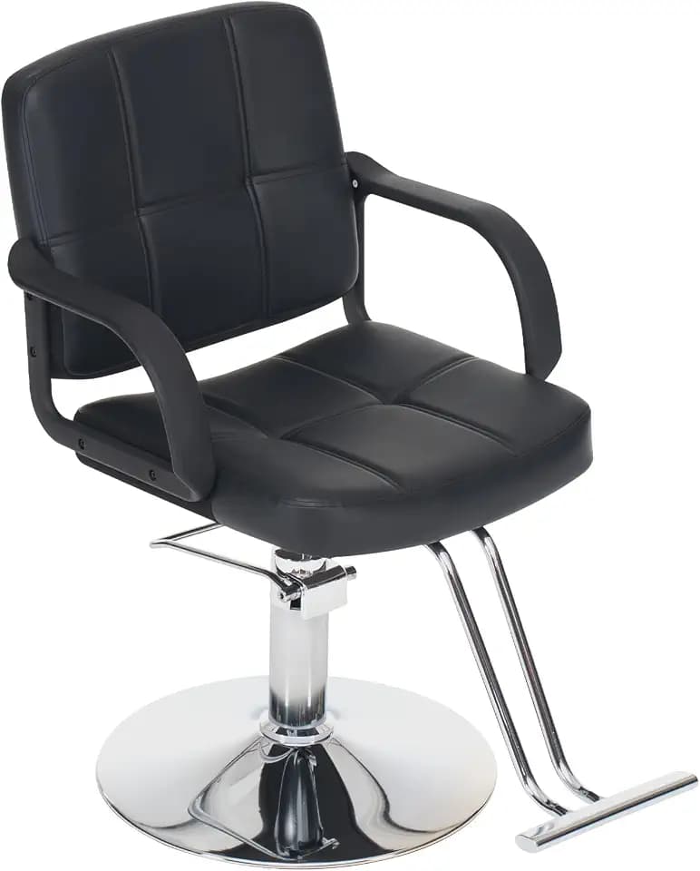 Zevemomo Barber Salon Chair for Hair Stylist, Heavy Duty Hydraulic Pump with 360° Swivel, Adjustable Height Spa Beauty Equipment for Barbershop, Home 350LBS Capacity, Black