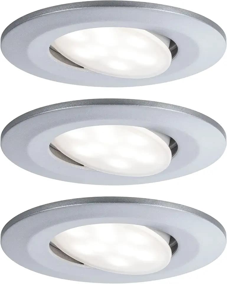 Paulmann 99933 LED Einbauleuchte Calla rund 3er Set incl 3x5,2W IP65 dimmbar Einbaustrahler Chrom matt Schranklicht Kunststoff Einbaulampe 4000K