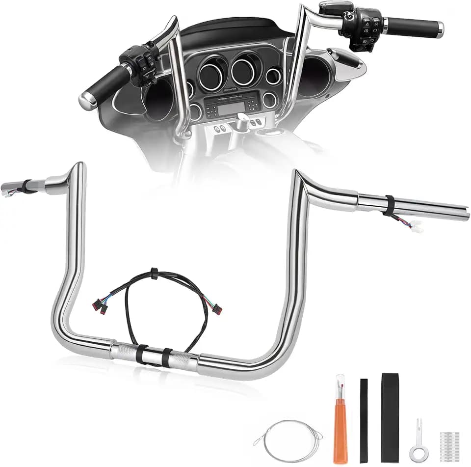 1.25" Pre-Wired Rise Handlebars Ape Hangers for Harley 2014-2023