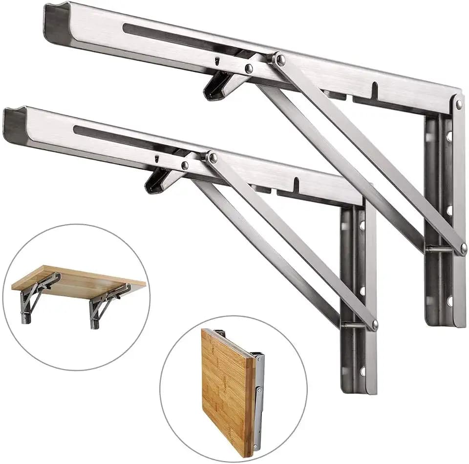 Professionelle Klappkonsole Schwerlast, Edelstahl Klappkonsolen Klappkonsole Tisch Klappregalhalterungen Klappträger Regalträger für Bänke und Regale (450mm, 2 Stück)