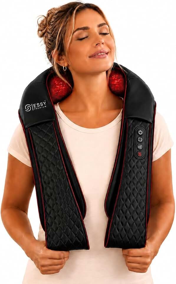 Essy Shiatsu Nackenmassagegerät mit Wärme, Schulter, Rücken, Beine