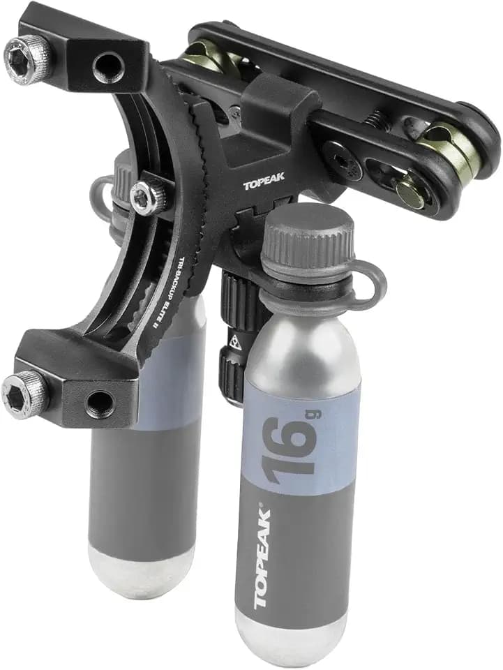 Topeak Tri-Backup Elite 2 Flaschenhalter aus Aluminium in der Farbe Schwarz, max. Belastung: 2 kg, Größe 81 x 75 x 74, 15800086