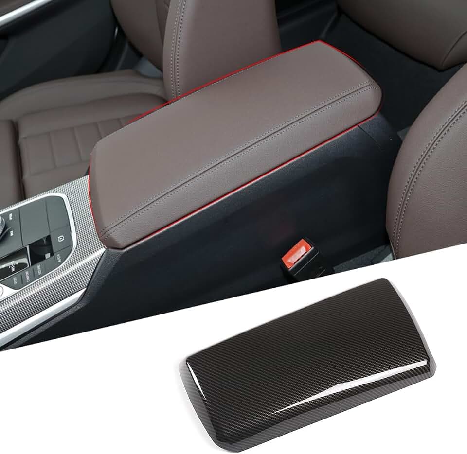 Carbon Car Armrest Box Cover for BMW 3 Series G20 325i 328i 330i 335i 340i M340i 2019-2023 Center Console Cover for BMW 4 Series G22 428i 430i 435i 440i M440i 2021-2024 Accessory Organizer Protector
