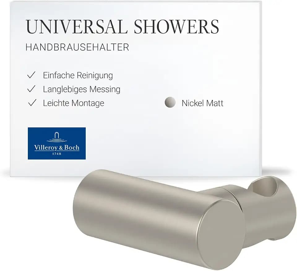 Villeroy & Boch Universal Showers Handbrausehalter, rund – Nickel Matt