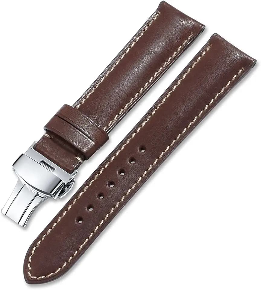 iStrap Quick Release Watch Band - Top Grain Leather Replacement Quickfit Strap - Stainless Steel Buckle - 18mm, 19mm, 20mm, 21mm 22mm,24mm for Men Women