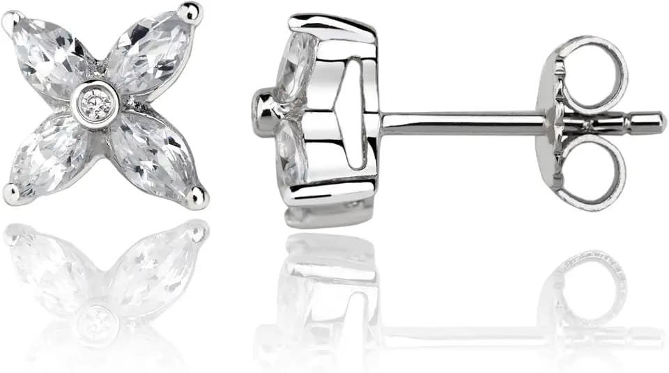 Desotos Damen-Ohrringe 8,3mm breit aus 925er Sterling Silber rhodiniert Blumenform DESOJ-ER0010