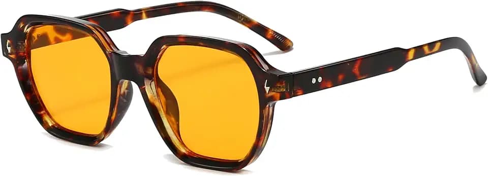 Long Keeper Quadratische Sonnenbrille für Damen Herren Vintage Retro Polygon Sonnenbrille Trendige 90er Piloten Brille UV400 Schutz für Reisen Fahren