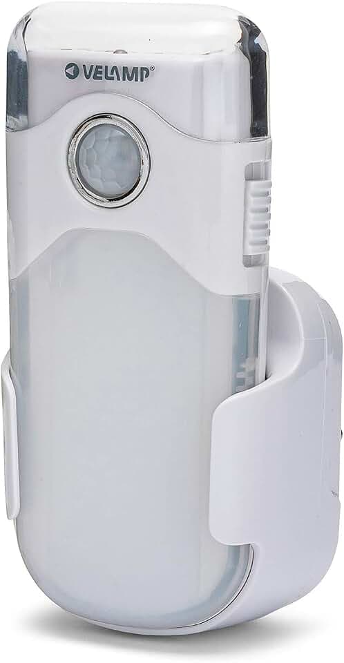 Velamp Automatische Notfall-Taschenlampe mit Bewegungsmelder, LED, ideal für Flur, Treppen, Schlafzimmer, Wohnzimmer, Weiß