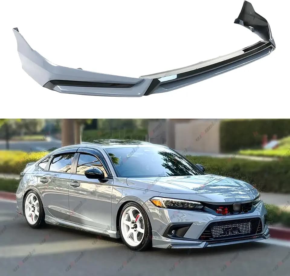 Front Lip Compatible with 2022-2024 Honda Civic, V3 Style Air Dam Lower Chin Bumper Splitter Protection Body Kit Fits for 4-Door Sedan & Hatchback 2022 2023 2024 (Sonic Gray NH877P)