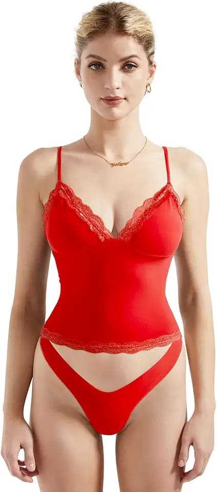 SUUKSESS Women Sexy V Neck Cami Top Sleeveless Spaghetti Fitted Tank Top