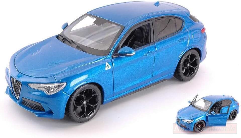 NEW BURAGO BU21086B ALFA Romeo Stelvio Blue 1:24 MODELLINO DIE CAST Model