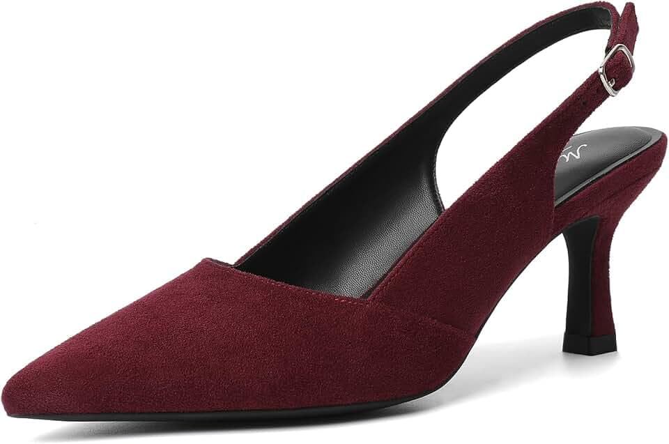 Mostrin Kitten Heels for Women Slingback Pointed Closed Toe Heels Women's Pumps Shoes for Wedding, Party, Commuting