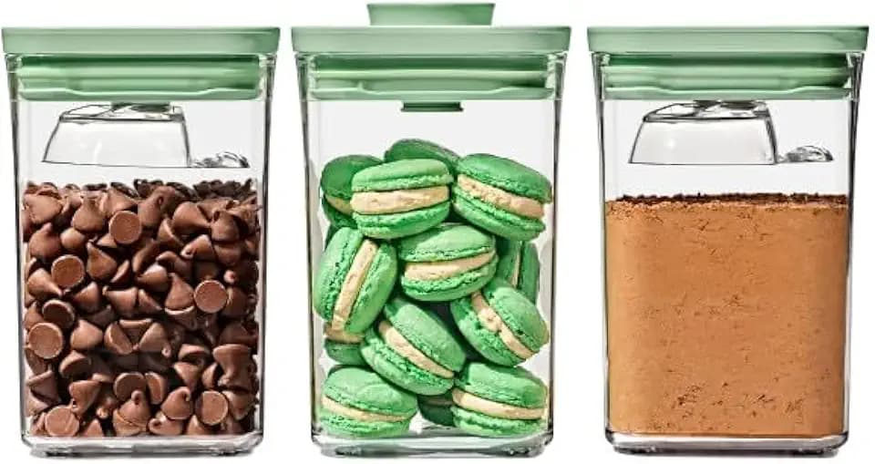 OXO Good Grips Pop Behälter mit Mini-Löffeln, Pistazie, limitierte Edition, 3 Stück