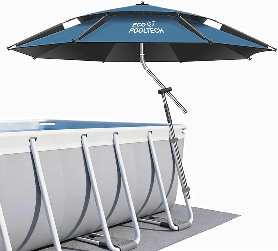 ECOPOOLTECH 7' Above Ground Pool Umbrellas, Outdoor Pool Sunshade for Oval or Rectangular Swimming Pools, Multi-functional Patio Umbrella for Garden/Pool Deck/Backyard, Must have Pool Accessories