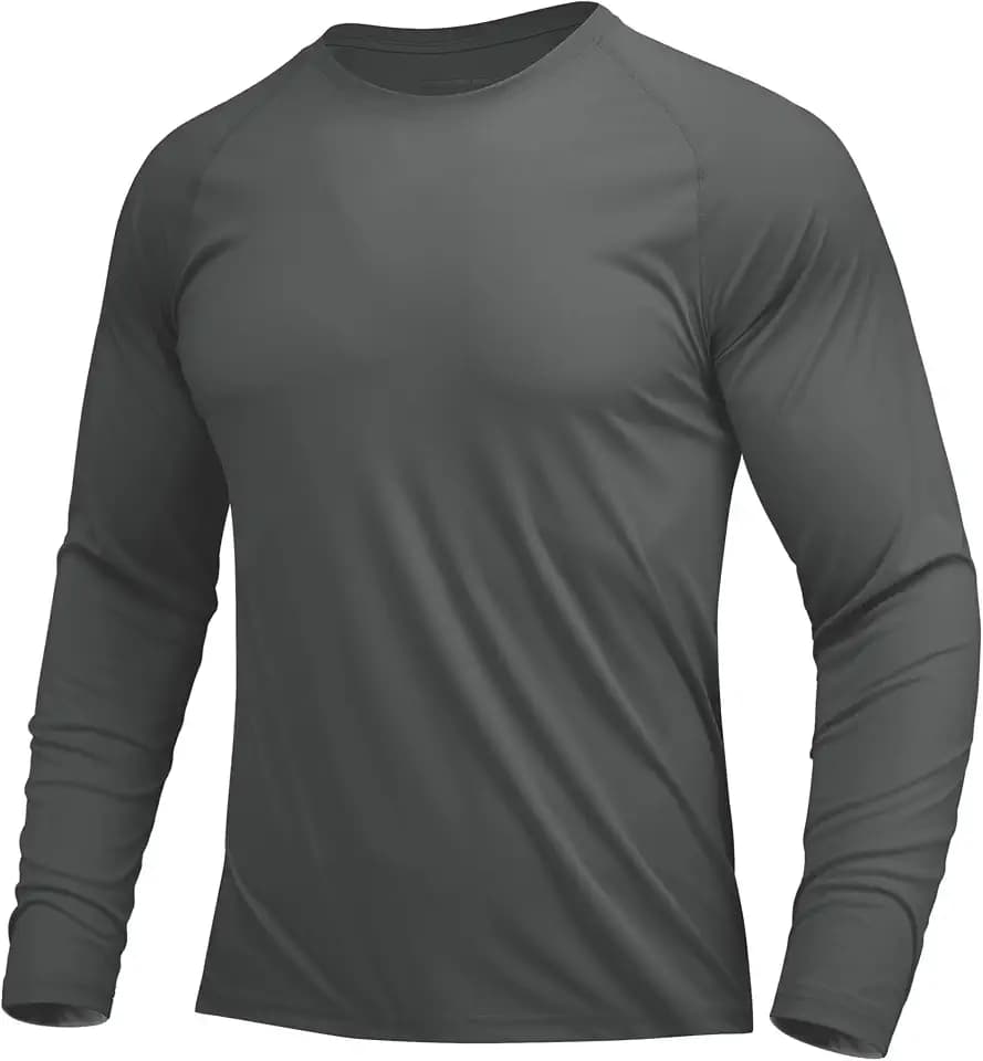 MAGCOMSEN Funktionsshirt Herren Outdoor Shirt Sommer Wandershirts Atmungsaktiv Langarmshirt Schnelltrocknend Trainingsshirt Dunkelgrau XL