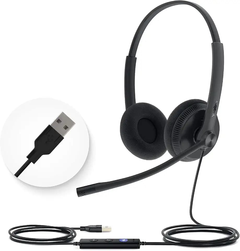 Yealink UH34 Lite Wired Headset,USB-A, Noise Canceling Mic,in-Line Controls