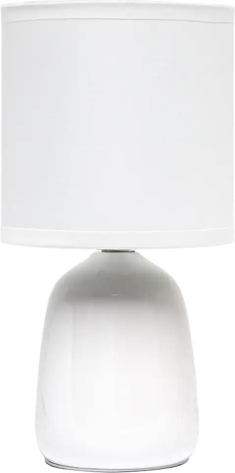Simple Designs Ceramic Thimble Base 10.04" LED Table Lamp, Off White (LT1134-OFF)