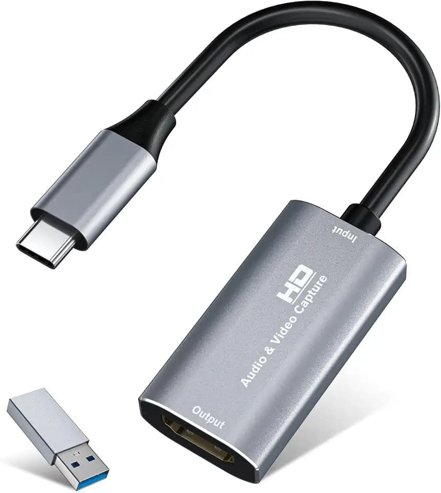 Video Capture Card, 4K USB3.0 HDMI to USB C, 1080P60FPS HDMI Capture Card for Streaming, Gaming, Video Recording Compatible with Switch, Xbox, PS4/5, OBS,iPad Mac OS Windows,Camera, Zoom(Silver)
