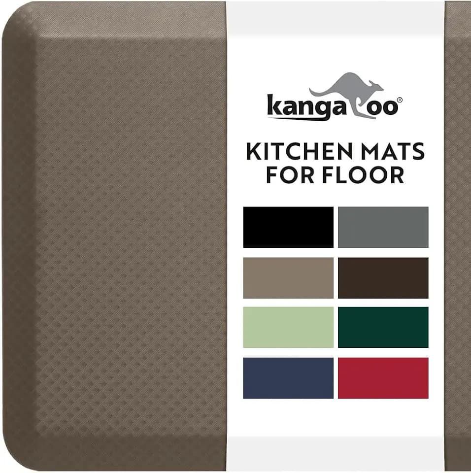 KANGAROO Cushioned Anti Fatigue Kitchen Mats for Floor, 17x24 Cappuccino