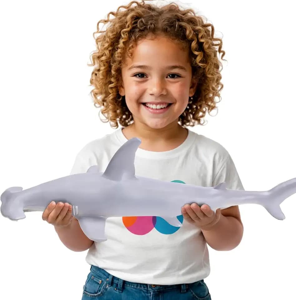 Giant Hammerhead Shark Toy(15-16 In) with Booklet, Soft Plastic Shark