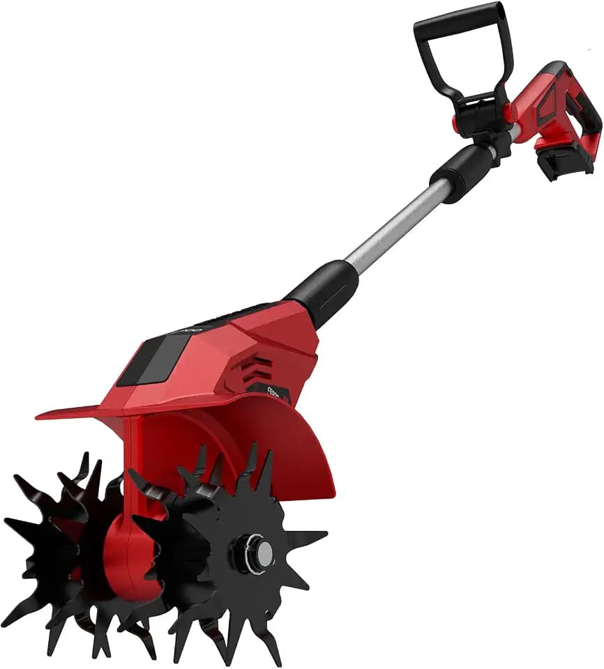 Brushless Tiller Cultivator Compatible with Milwaukee 18V Battery(Tool Only), 8.9In Tilling Width and 7.1In Depth Cordless Electric Garden Tiller, Battery Powered Rototiller for Lawn/Gardening