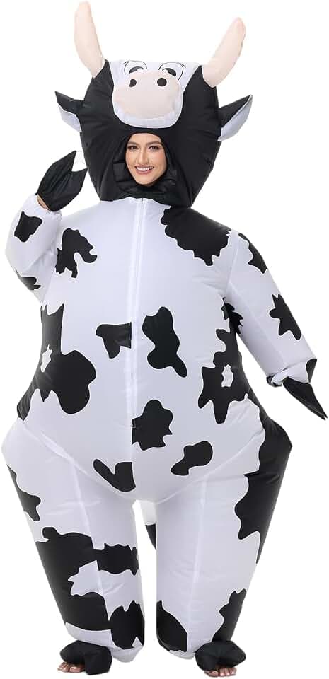 Inflatable Cow Costune Blow up Animal Costume for Cosplay Party Halloween Suit Parade Carnival Outfit