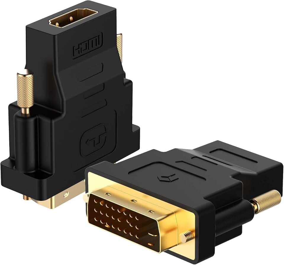Rankie DVI auf HDMI Adapter, Vergoldet 1080P HDTV Konverter, 2 Stück, Schwarz
