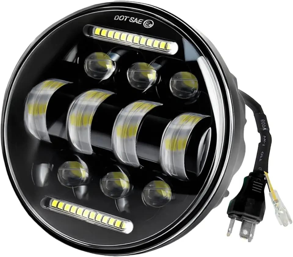 Fit for Honda VTX 1300 & VTX 1800 2002-2009 Headlights,5.75 Inch Round Headlamp Assembly with DRL Turn Signal High-Low Beam,600% Brighter,DOT Approved,Plug N Play