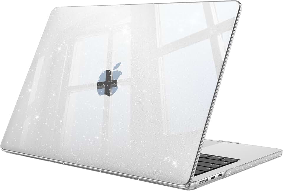 Fintie Hülle Kompatibel mit MacBook Air 13,6 M5 M4 M3M2,Transparent Glitzer | A3449 A3240 A3113 A2681 (2026-2022), Ultradünne Hartschale Schutzhülle Snap Cover
