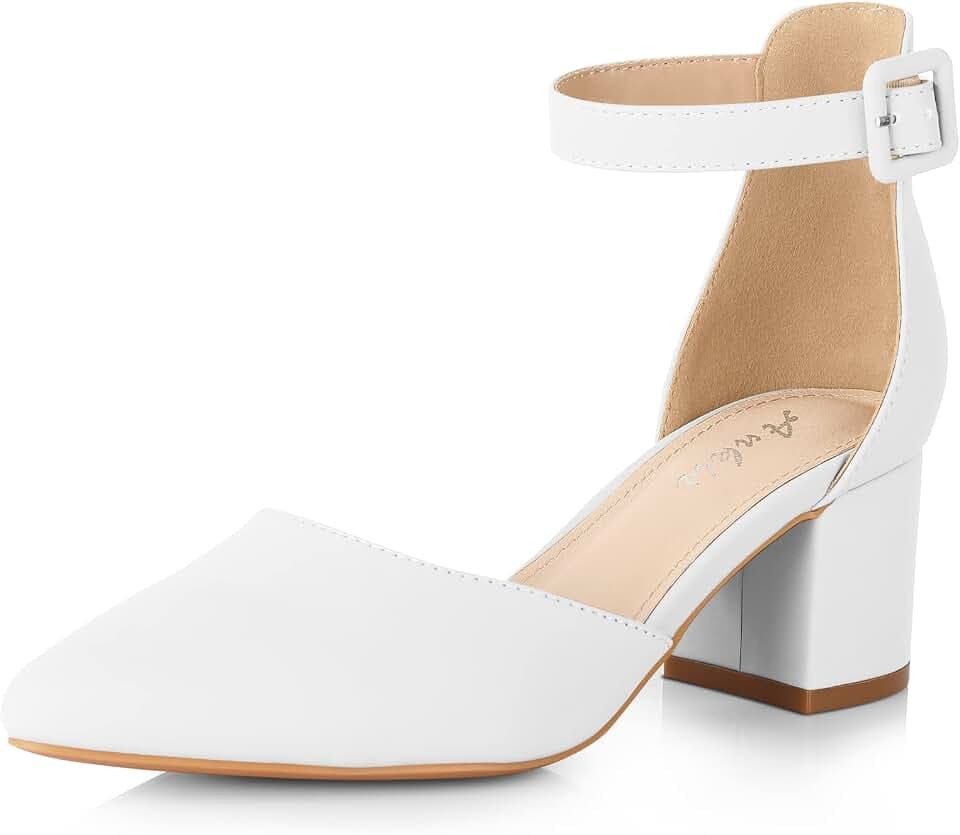 Ankis Closed Toe Heels for Women, 2.25 Inch Low Block Chunky Dress Pumps